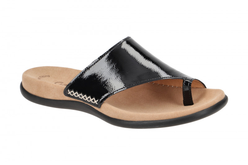Gabor Zehentrenner Pantolette schwarz Lack