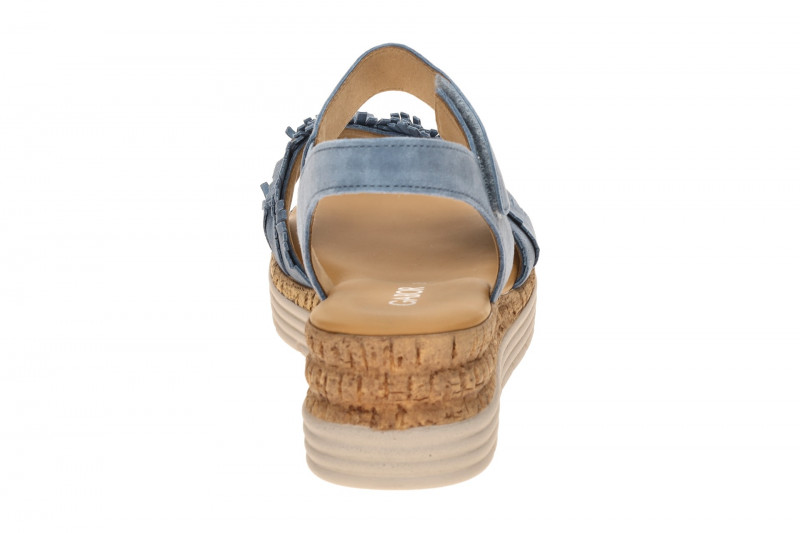 Gabor Keil Sandale blau Velour Fransen 82.704.26