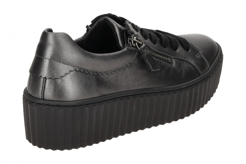 Gabor Schuhe grau Plateau Sneakers seidenmatt 53.200.69