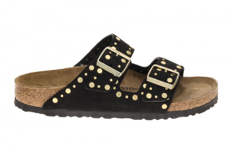 Birkenstock Arizona Rivet Border Pantolette schwarz SCHMAL 1030348