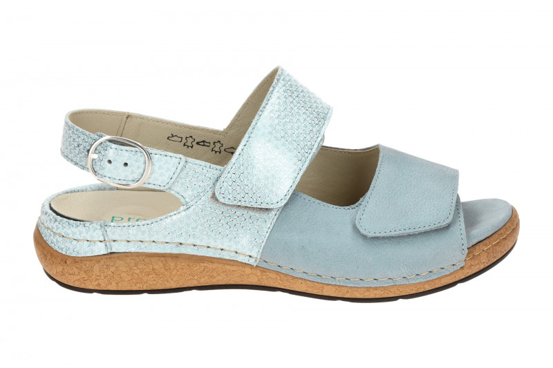 Waldläufer Heliett Sandale blau sky K-Weite Glitzer 681003