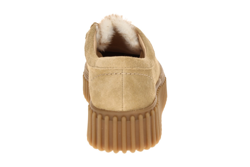 Clarks Torhill Bee Schuhe Mokassin beige sand Fell-Besatz 26327766