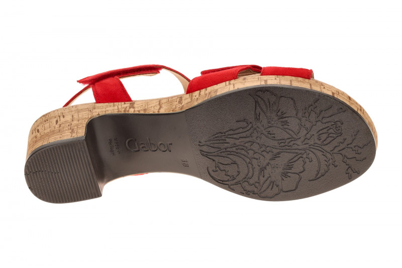 Gabor Plateau Sandalette rot Velour 82.072.38