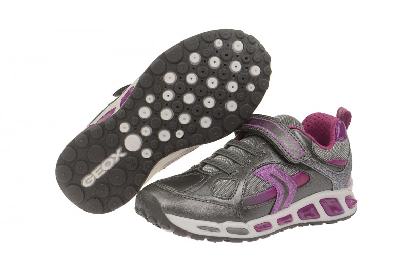 Geox Shuttle Mädchen Schuhe grau Blinker LED