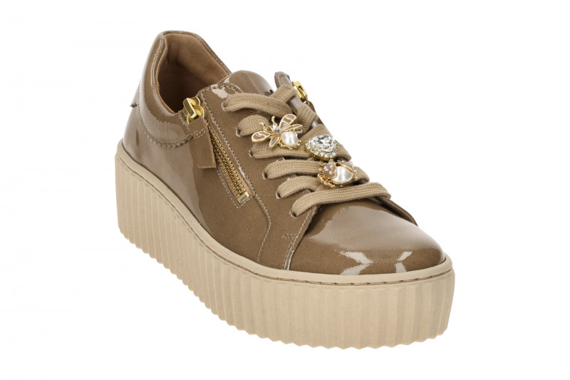Gabor Schuhe taupe Lack Plateau Sneakers 53.201.92