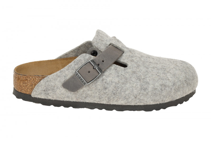 Birkenstock Boston Clogs Damen Pantolette grau Filz SCHMAL 1026163