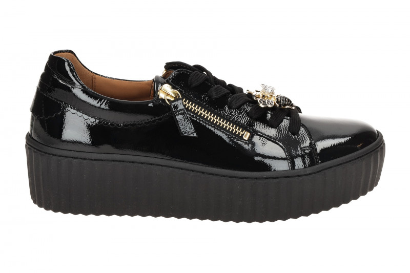 Gabor Schuhe schwarz Lack Plateau Sneakers 73.201.97