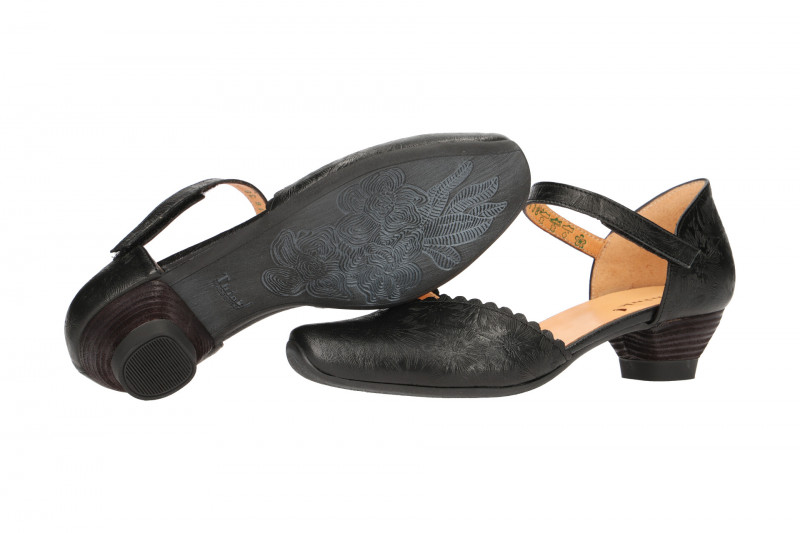 Think Aida Riemchen Pumps schwarz effekt