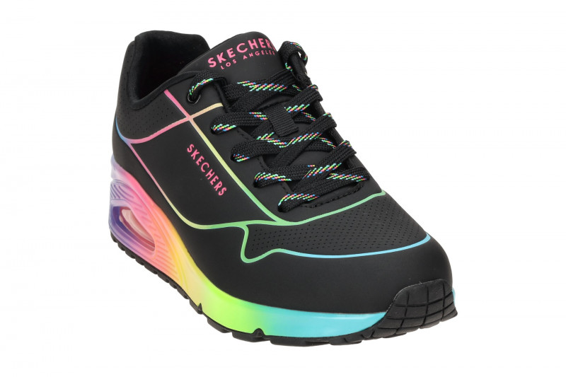 Skechers Uno Schuhe schwarz bunt Linien 155148