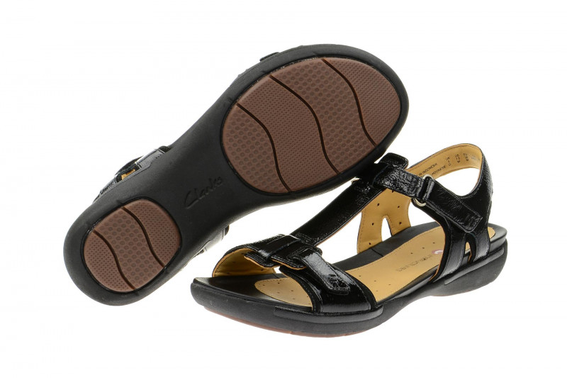 Clarks Un Voshell Sandale schwarz Lack
