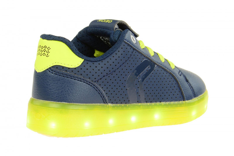 Geox Kinderschuhe blau gelb mit on/off Blinker