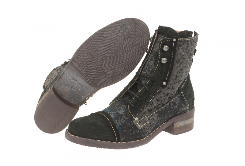 Charme Stiefelette schwarz grau 0822