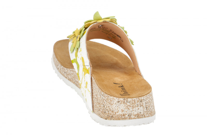 Think Koak Zehentrenner weiß gelb Blüten 745