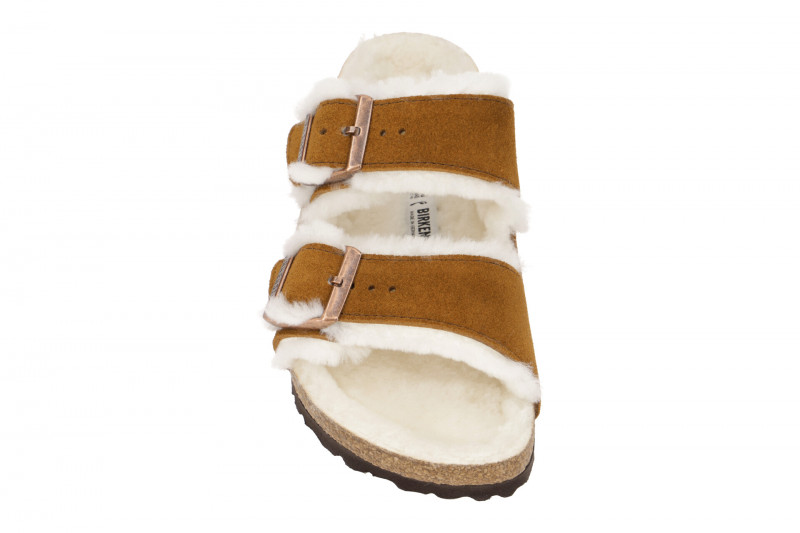 Birkenstock Arizona Shearling Pantolette braun Lammfell Schmal 1001135