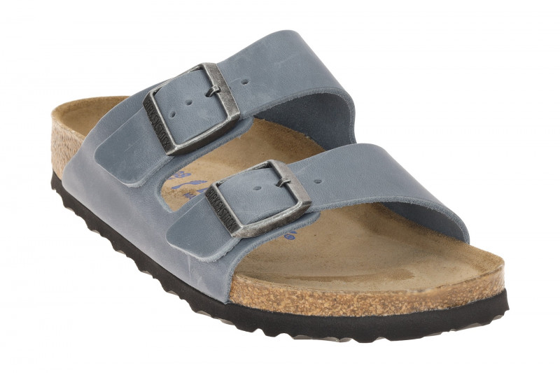 Birkenstock Arizona Pantolette blau Soft-Footbed SCHMAL 1030864