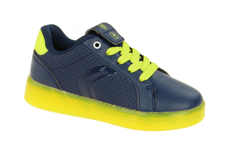 Geox Kinderschuhe blau gelb mit on/off Blinker