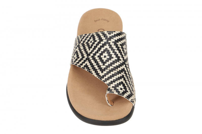 Gabor Zehentrenner Pantolette schwarz beige Mosaik