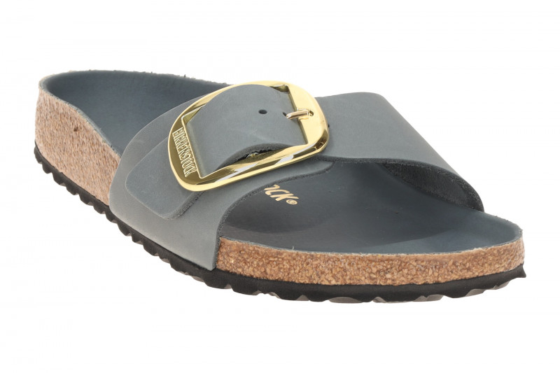 Birkenstock Madrid Big Buckle Pantolette grau blau SCHMAL