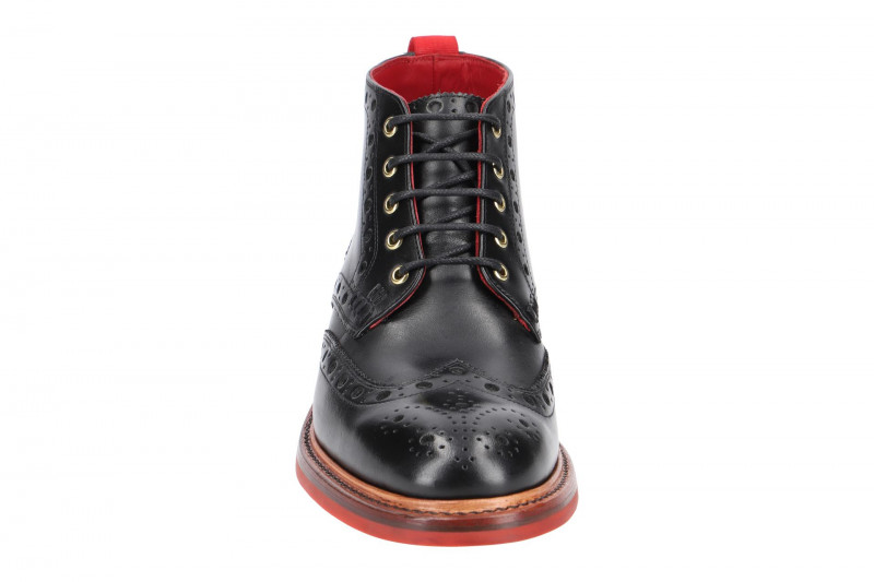Gordon & Bros Harry Stiefelette schwarz rot Rahmengenäht 5039-P