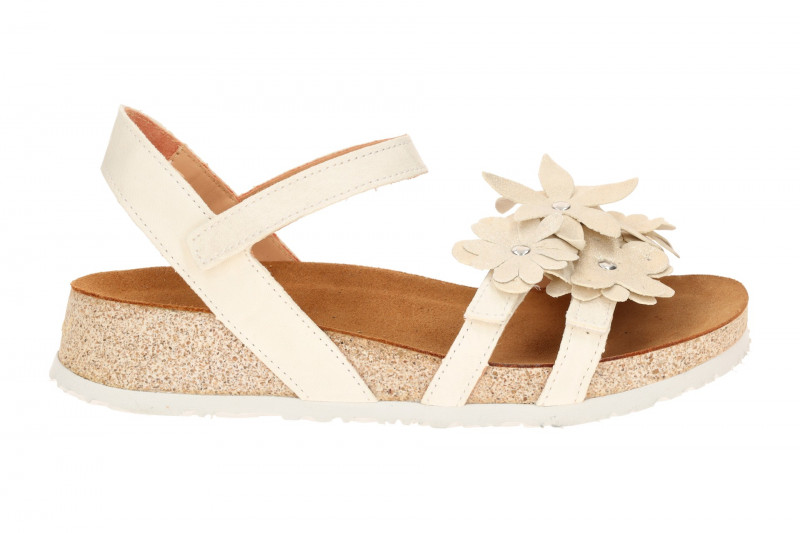 Think Koak Sandale weiß ivory Leder-Blüten 551