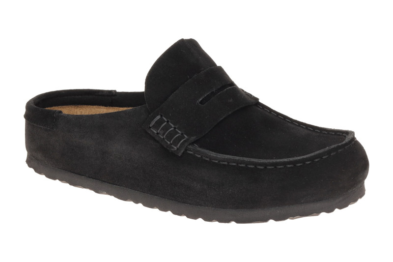 Birkenstock Naples Wrapped Mokassin Clog Pantolette schwarz Schmal-Weit