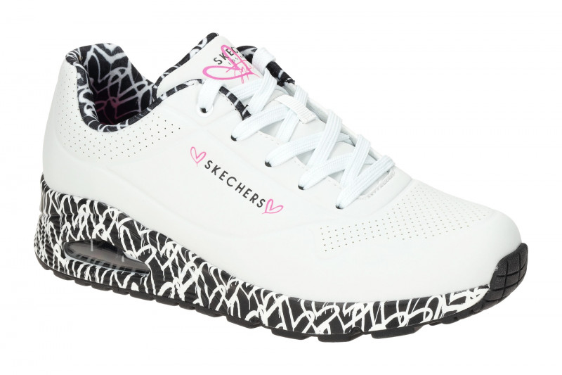Skechers Uno Schuhe weiß schwarz Lovewall 155506