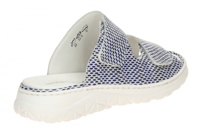 Waldläufer Joline Pantolette blau silber gemustert H-Weite 756501