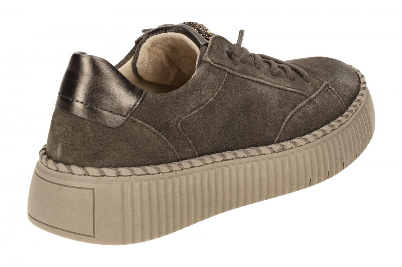 Gabor Schuhe taupe braun Plateau Sneakers Strass-Schmuck 73.243.18