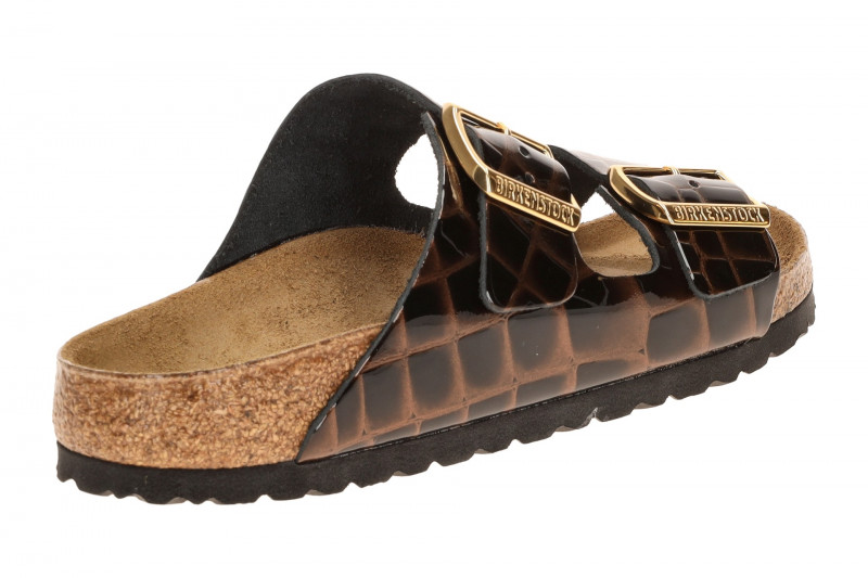 Birkenstock Arizona BS Pantolette schwarz braun Kroko SCHMAL 1032864