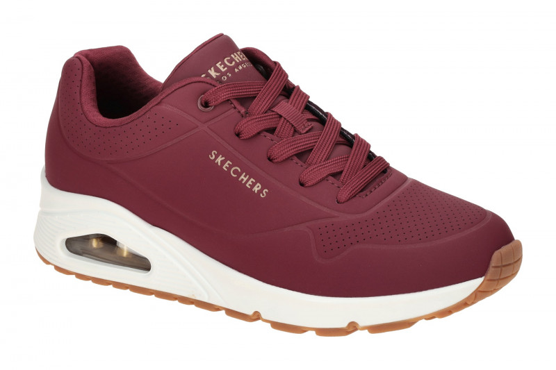 Skechers Uno Schuhe dunkelrot weiß Damen Sneakers 73690