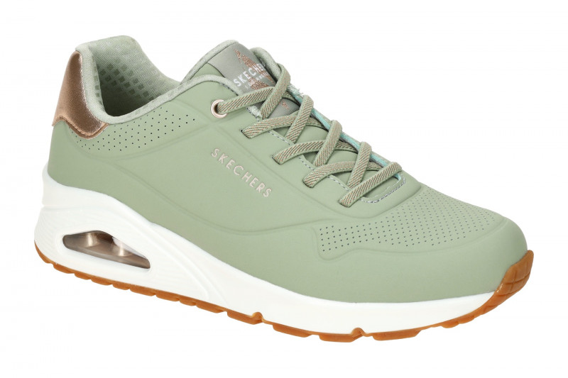 Skechers Uno Schuhe Damen Sneakers grün rose metallic 155196