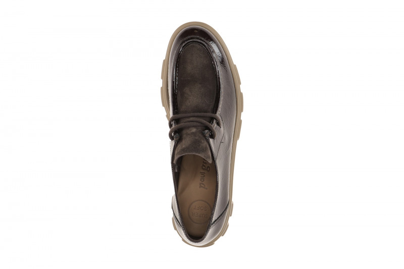 Paul Green Schuhe braun Lack Velour Mokassin Loafer 1183