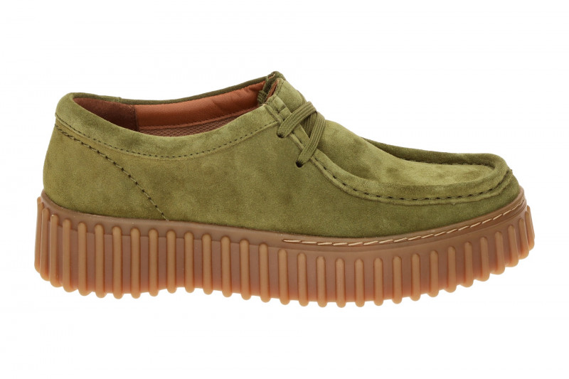 Clarks Torhill Bee Mokassin Schuhe grün olive Velour 26184586