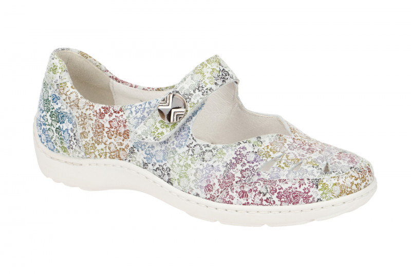 Waldläufer Henni Mary-Jane Schuhe weiß Blumen 496309