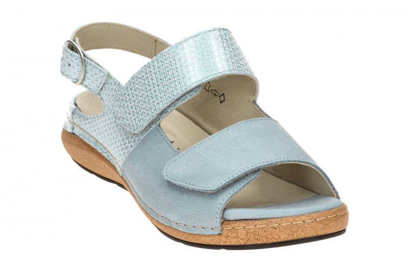 Waldläufer Heliett Sandale blau sky K-Weite Glitzer 681003