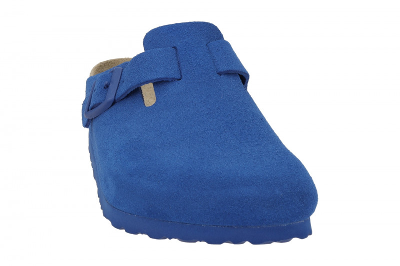 Birkenstock Boston Clogs Pantoletten ultra blau Velour Normal-Weit 1022556