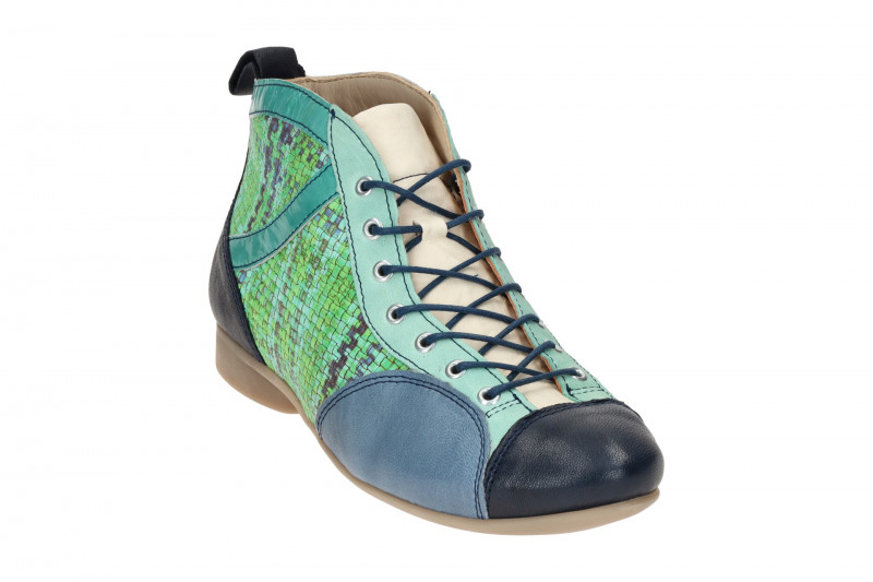 Think Guad 2 Schnür Stiefeletten blau grün Flechtmuster 618