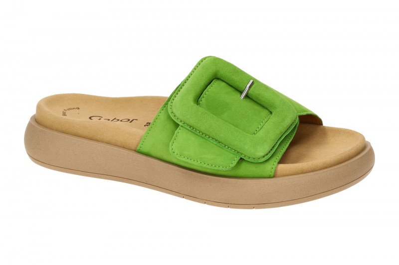 Gabor Plateau Pantolette grün Velour 63.751.11