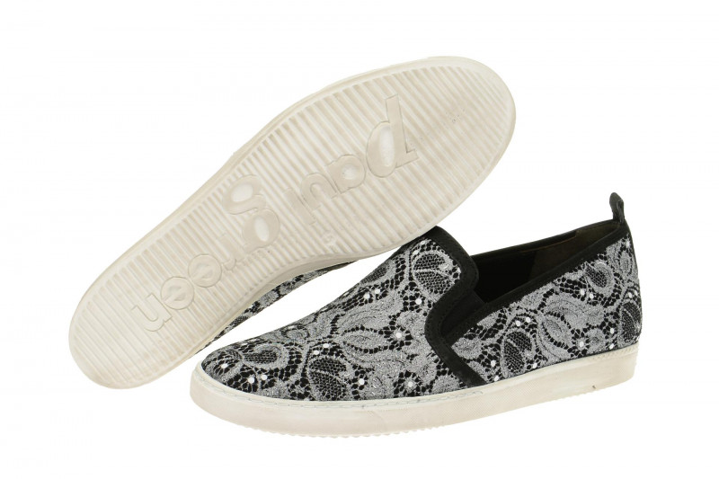 Paul Green Schuhe schwarz weiß spitze 4244