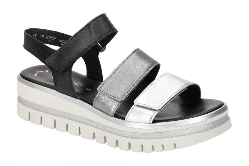 Gabor Plateau Sandalen sillber grau schwarz Metallic 84.620.61