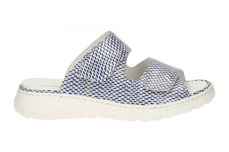 Waldläufer Joline Pantolette blau silber gemustert H-Weite 756501