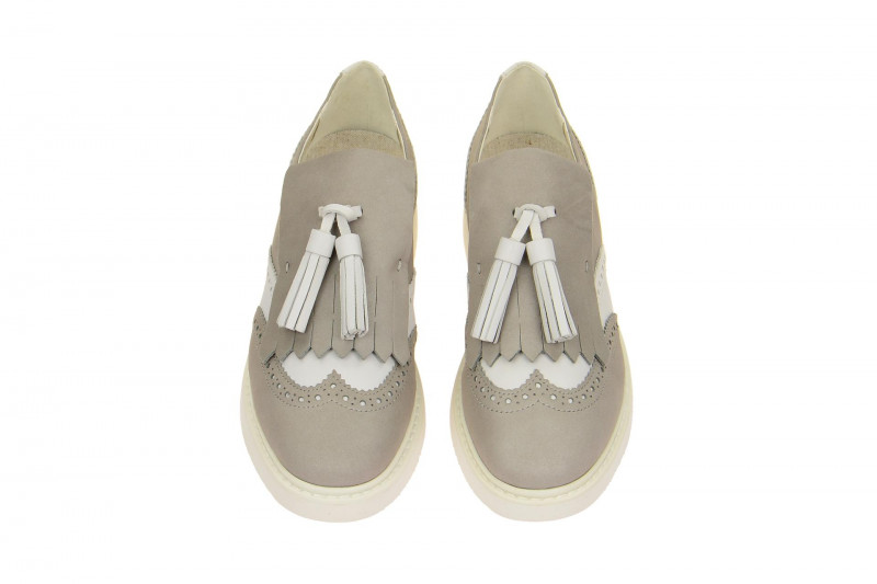 Geox Thymar Slipper grau weiß Fransen