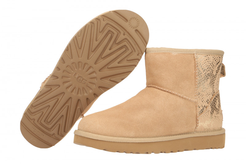 UGG Stiefel braun gold Classic Mini Metallic Snake