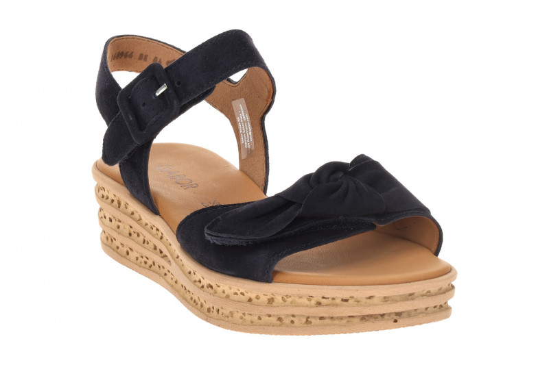 Gabor Plateau Sandalen blau Velour 84.553.16