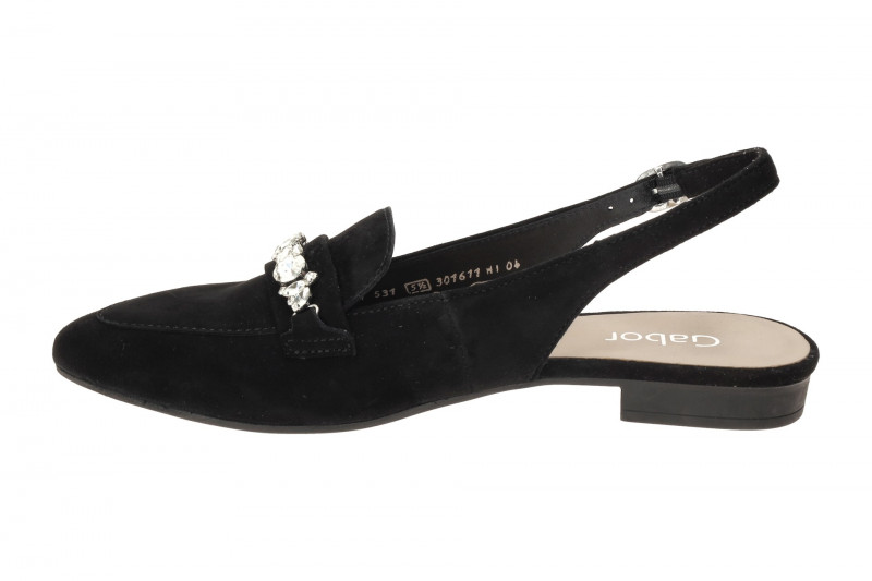 Gabor Sling Pumps schwarz Samt Kristall 61.531.17
