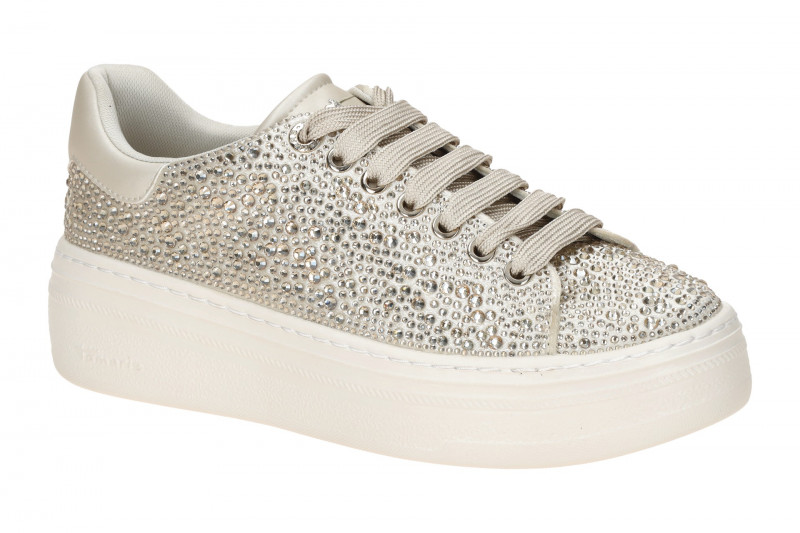 Tamaris Schuhe Plateau Sneaker beige Strass 23795