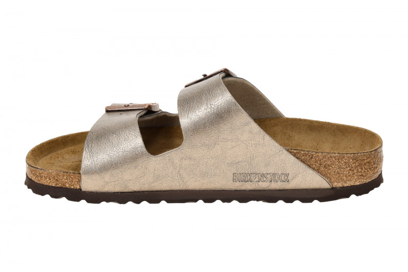 Birkenstock Arizona Pantolette taupe braun metallic SCHMAL 1029439