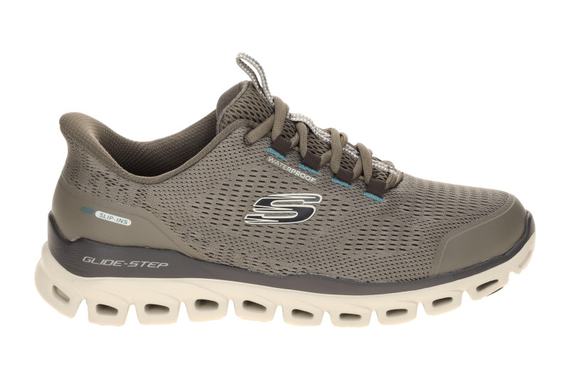 Skechers Glide Step Schuhe taupe grau Herren SLIP-INS wasserdicht 233014