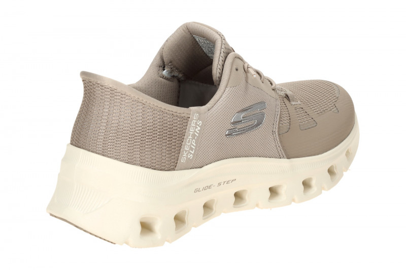 Skechers Glide Step Schuhe taupe braun Damen SLIP INS 150420