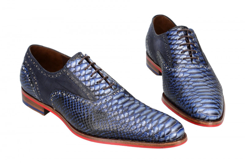 Floris van Bommel Schuhe blau Schlange 19104